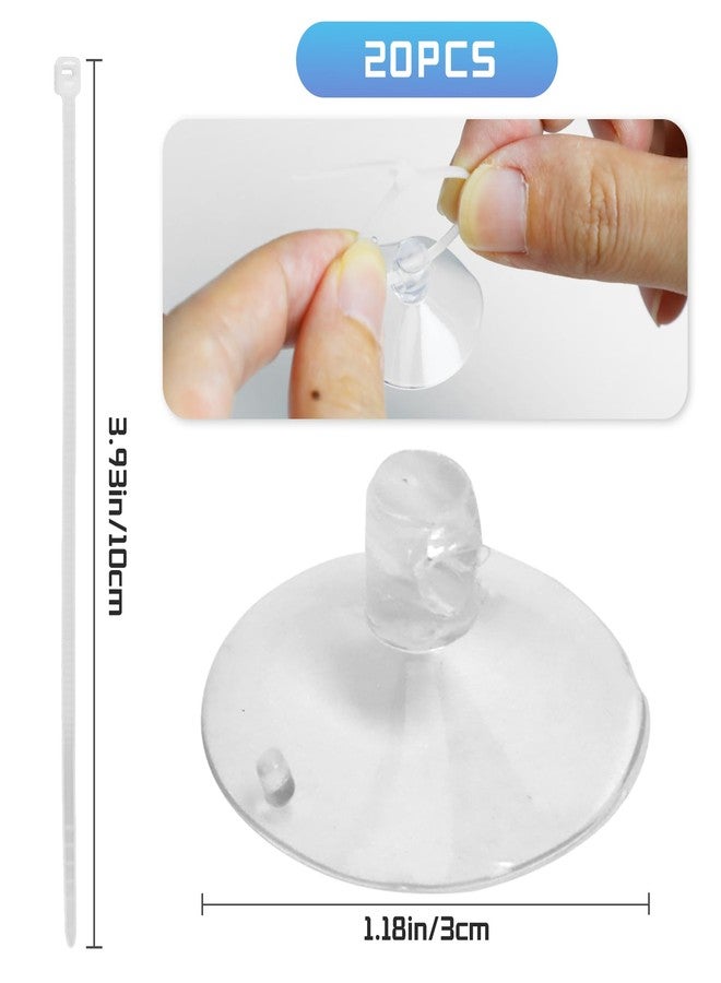 Gallipower 20 Pcs Aquarium Suction Cups,Aquarium Plant Holder,Small Suction Cup Clip for Glass,Fish Tank Suction Cups with 40 Pcs Adjustable Cable Ties - Image 2